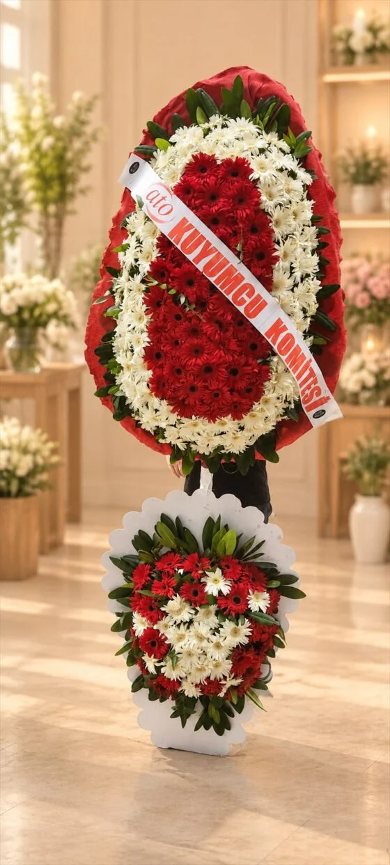 Kırmızı Beyaz Gerbera Çelenk